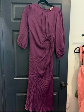 Farm Rio Purple Blouson Solid Midi Dress, Size M , GUC